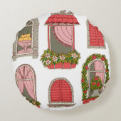 ヴィンテージウィンドウのイラスト芸術的:。 ラウンドクッション (裏面)