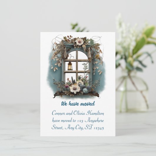 ヴィンテージウィンドウの水彩景観移動 案内状 (スタンド正面)