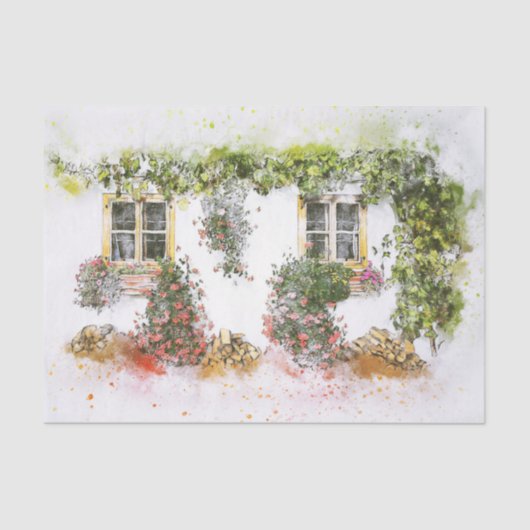 ヴィンテージウィンドウフラワーズデコパージュティッシュペーパー 薄葉紙 (正面)