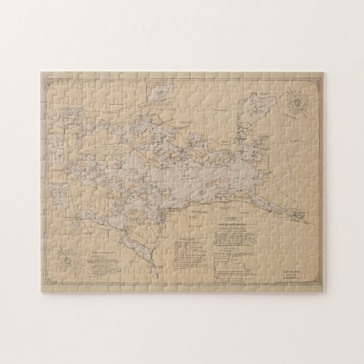 ヴィンテージウィンニペソーキー湖の地図(1907) ジグソーパズル (横)