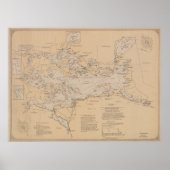 ヴィンテージウィンニペソーキー湖の地図(1907) ポスター (正面)