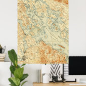 ヴィンテージウィンニペソーキー湖の地図(1907) ポスター (ホームオフィス)