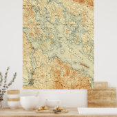 ヴィンテージウィンニペソーキー湖の地図(1907) ポスター (キッチン)