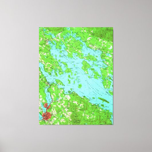 ヴィンテージウィンニペソーキー湖の地図（1956年） キャンバスプリント (正面)