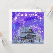 ヴィンテージウィンモダンタースノーフレークズハウス カード (正面/裏面インサイチュ)