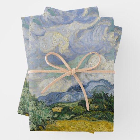 ヴィンテージウィートフィールドとサイプレスby Van ゴッホ ラッピングペーパーシート (インサイチュ)