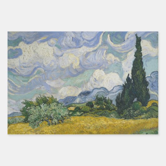 ヴィンテージウィートフィールドとサイプレスby Van ゴッホ ラッピングペーパーシート (正面)