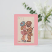 ヴィンテージウィーミックスカップルキスバレンタイン ポストカード (スタンド正面)