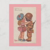 ヴィンテージウィーミックスカップルキスバレンタイン ポストカード (正面)