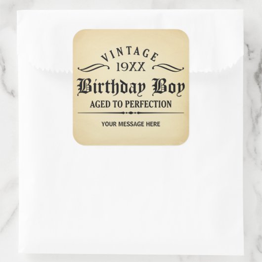 ヴィンテージウイスキー人おもしろい誕生日シール スクエアシール (バッグ)