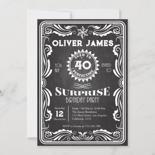 ヴィンテージウイスキー誕生日招待状任意の年齢 招待状 (正面)