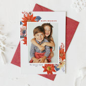 ヴィンテージウインターボタニカルハッピーホリデーズフォト シーズンカード