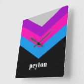 ヴィンテージウインドブレーカーカラーブロックダーツ名前をカスタムする スクエア壁時計 (傾斜)