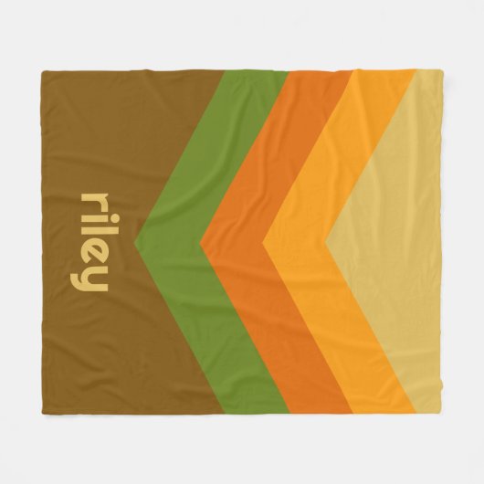 ヴィンテージウインドブレーカーカラーブロックダーツ名前をカスタムする フリースブランケット (正面(横))