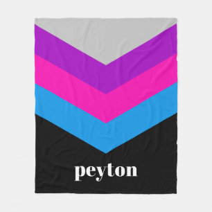 ヴィンテージウインドブレーカーカラーブロックダーツ名前をカスタムする フリースブランケット