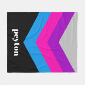 ヴィンテージウインドブレーカーカラーブロックダーツ名前をカスタムする フリースブランケット (正面(横))