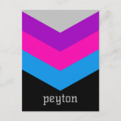 ヴィンテージウインドブレーカーカラーブロックダーツ名前をカスタムする ポストカード (正面)