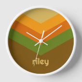 ヴィンテージウインドブレーカーカラーブロックダーツ名前をカスタムする 壁時計 (正面)