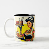 ヴィンテージウェイトレスピンアップ ツートーンマグカップ (左)