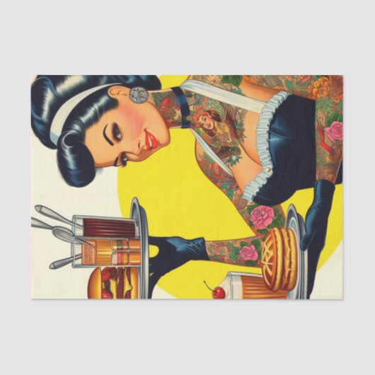 ヴィンテージウェイトレスピンアップ 薄葉紙 (正面)