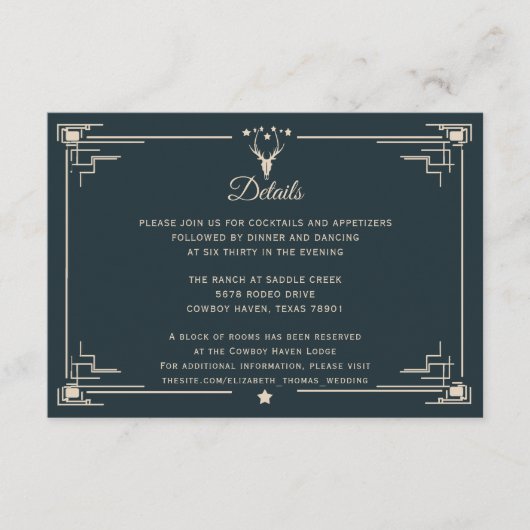 ヴィンテージウェスタンカウボーイカントリーウェディングの詳細 エンクロージャーカード (正面)