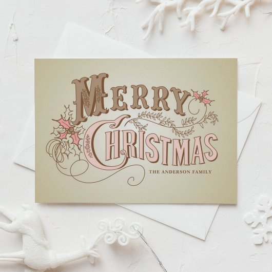 ヴィンテージウェスタンタイポグラフィメリークリスマス シーズンカード