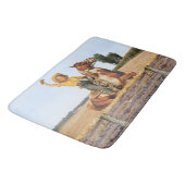 ヴィンテージウェスタン女性のカーボーイオンホースなびく バスマット (アングル)