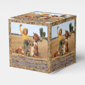 ヴィンテージウェスタン女性のカーボーイオンホースなびく フェイバーボックス (正面サイド)