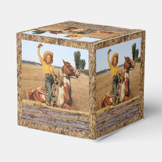 ヴィンテージウェスタン女性のカーボーイオンホースなびく フェイバーボックス (裏面サイド)