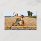 ヴィンテージウェスタン女性のカーボーイオンホースなびく 名刺 (正面)