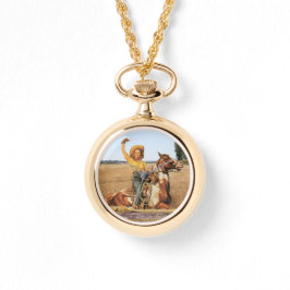 ヴィンテージウェスタン女性のカーボーイオンホースなびく 腕時計