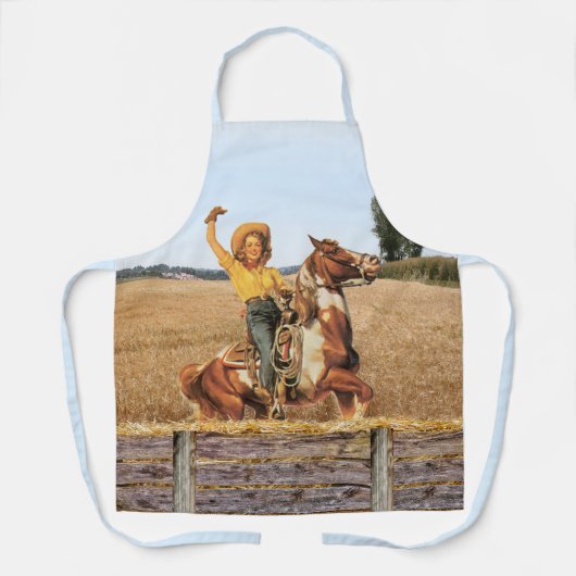 ヴィンテージウェスタン女性のカーボーイオンホースウィークエプロン エプロン (正面)