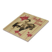 ヴィンテージウェスタン女性のカーボーイオンホースロデオスター1 タイル (側面)