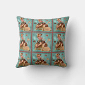 ヴィンテージウェスタン女性のカーボーイオン木馬 クッション (裏面)