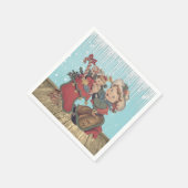 ヴィンテージウェスタン女性のカーボーイキッドとクリスマスストッキング スタンダードカクテルナプキン (角)