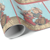 ヴィンテージウェスタン女性のカーボーイキッドとクリスマスストッキング ラッピングペーパー (ロールコーナー)