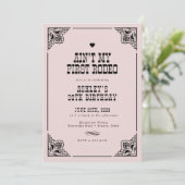 ヴィンテージウェスタン女性のカーボーイロデオ30th誕生日パーティー 招待状 (スタンド正面)