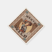 ヴィンテージウェスタン指名手配とワイルド女性のカーボーイカクテル スタンダードカクテルナプキン (角)