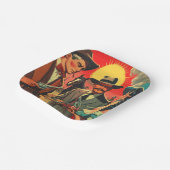 ヴィンテージウェスタン漫画イラストレーション ペーパープレート (傾斜あり)