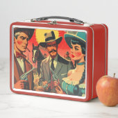 ヴィンテージウェスタン漫画イラストレーション メタルランチボックス (インサイチュ)