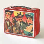 ヴィンテージウェスタン漫画イラストレーション メタルランチボックス (裏面)