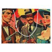 ヴィンテージウェスタン漫画イラストレーション ラージペーパーバッグ (裏面)