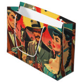 ヴィンテージウェスタン漫画イラストレーション ラージペーパーバッグ (正面アングル)
