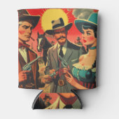 ヴィンテージウェスタン漫画イラストレーション 缶クーラー (正面)