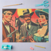 ヴィンテージウェスタン漫画イラストレーション 薄葉紙 (クラフト)