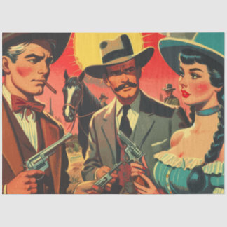 ヴィンテージウェスタン漫画イラストレーション 薄葉紙