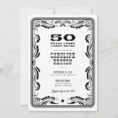 ヴィンテージウェスタン白黒カウボーイ素朴誕生日 招待状 (正面)