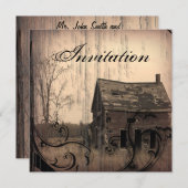 ヴィンテージウェスタン素朴カントリーウェディング招待状 招待状 (正面/裏面)