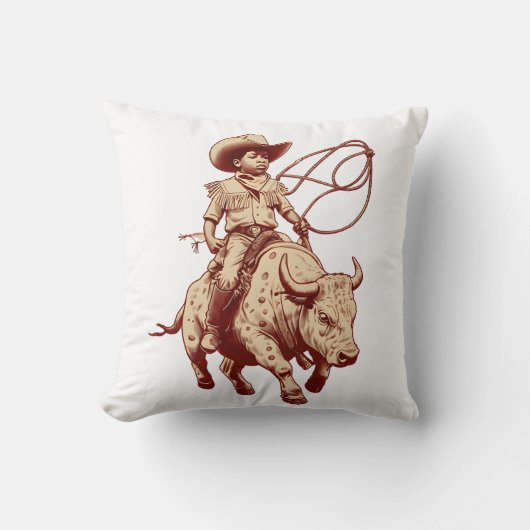 ヴィンテージウェスタン誇りを持ったライドリトルカウボーイ クッション (正面)