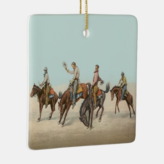 ヴィンテージウェスタン4カウボーイズオンバッキングホース セラミックオーナメント (右)